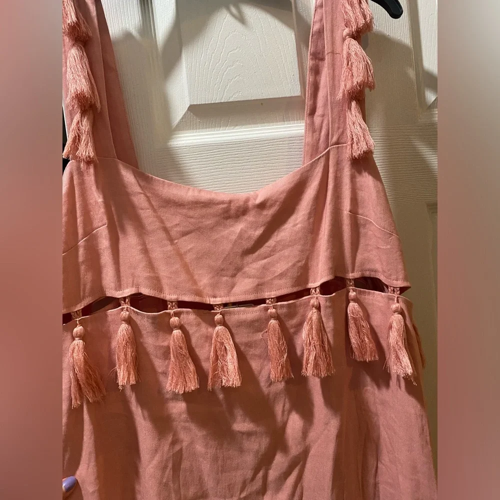Antonio Melani 12, 14Pink Nat Note Cici Tassel Linen Maxi Dress Sleeveless NWT - Picture 13 of 16